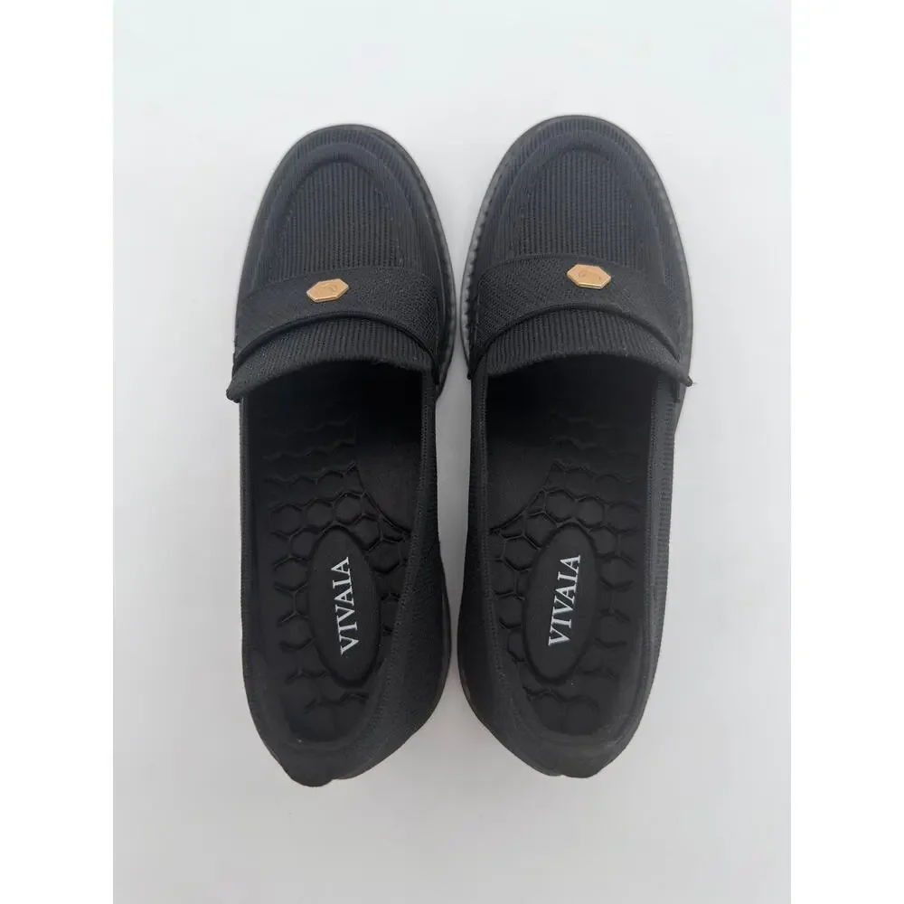 Vivaia Francesca Platform Chunky Heel Penny Minimalist Preppy Black Loafer 6.5